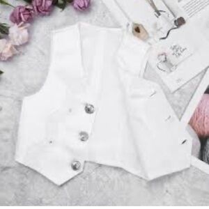 BABY INFANT CLASSIC WHITE BUTTON DOWN VEST